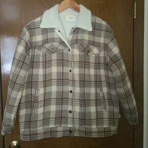Bohem sherpa lined plaid coat size  s